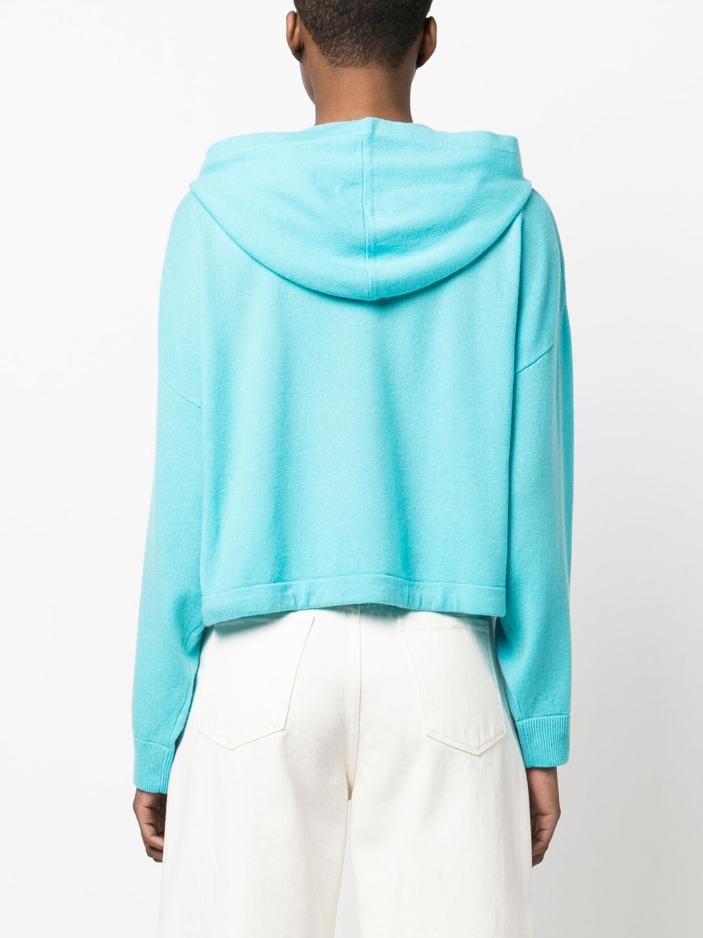 Shop Allude Drawstring-waist Knitted Hoodie In Blau