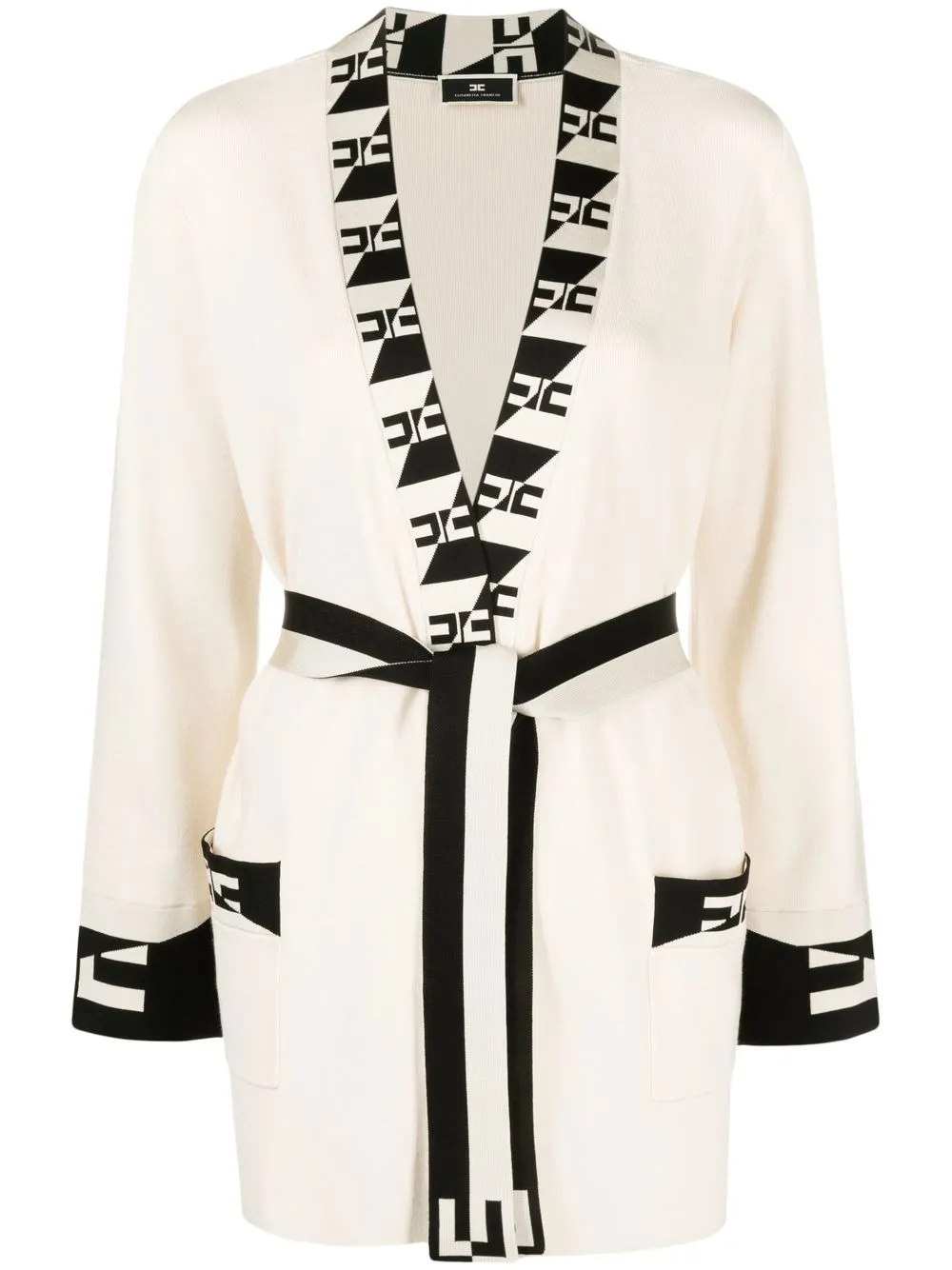 

Elisabetta Franchi monogram trim belted cardigan - Neutrals