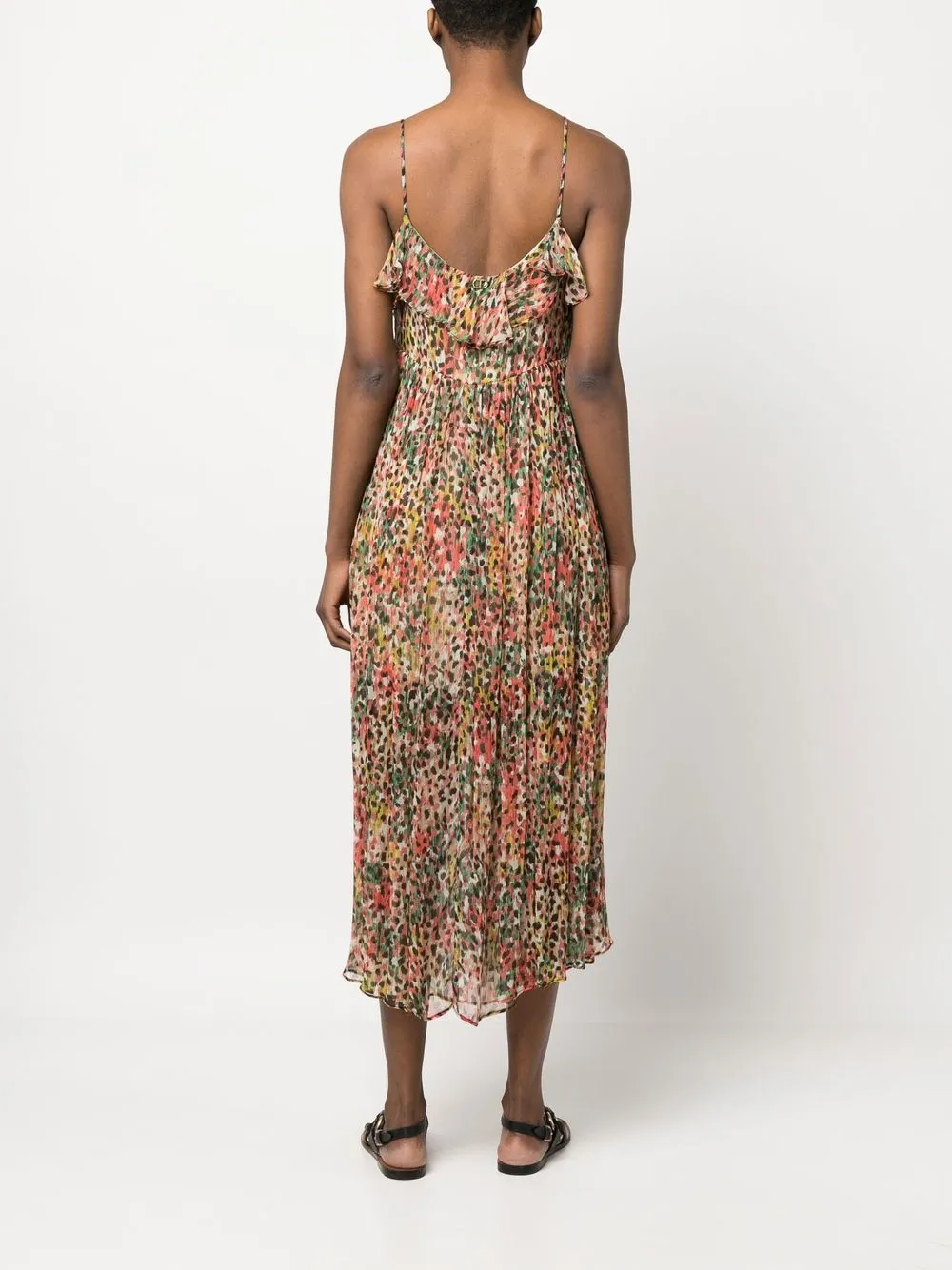 TWINSET LEOPARD-PRINT RUFFLED MAXI DRESS