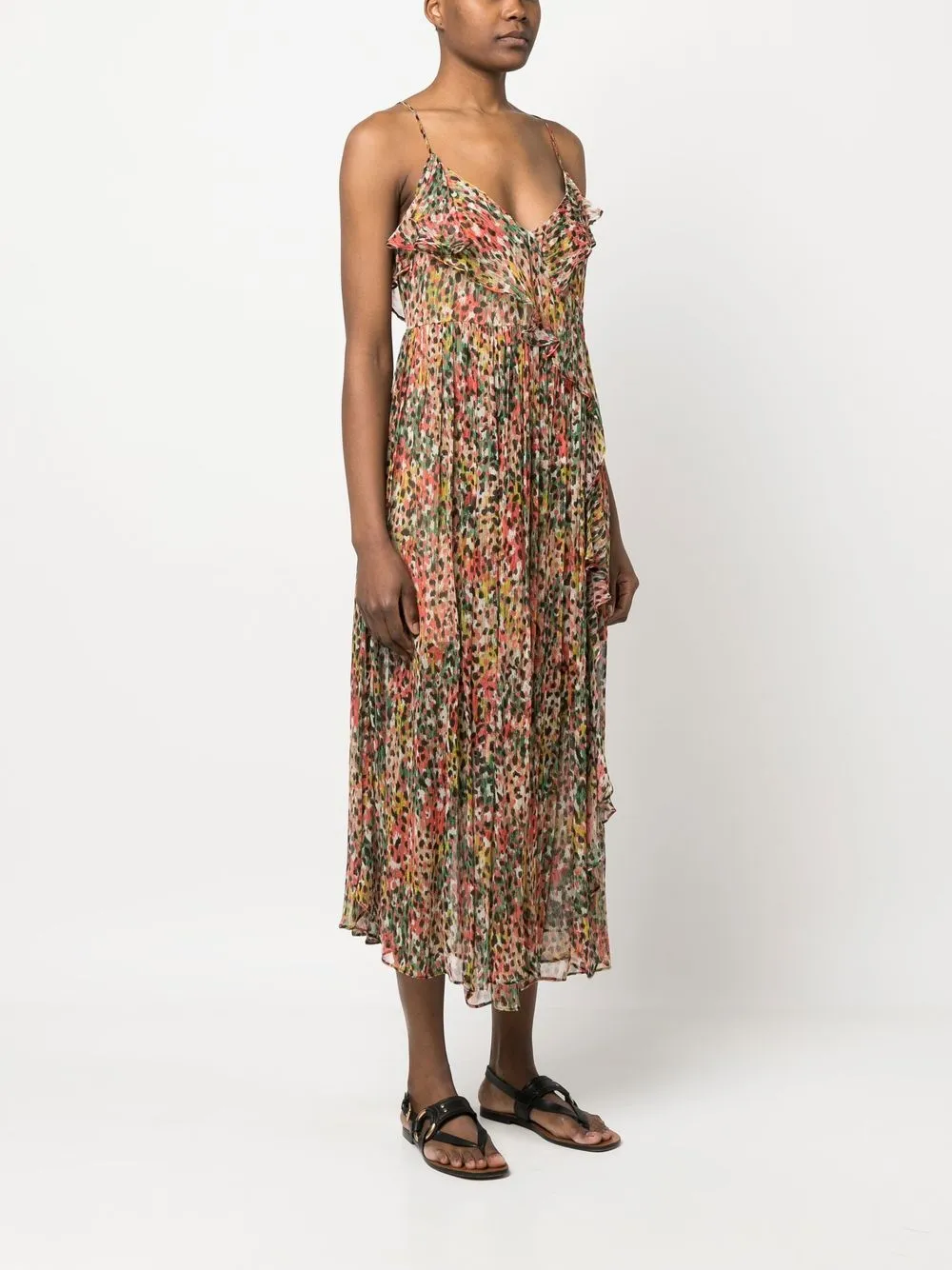 TWINSET LEOPARD-PRINT RUFFLED MAXI DRESS