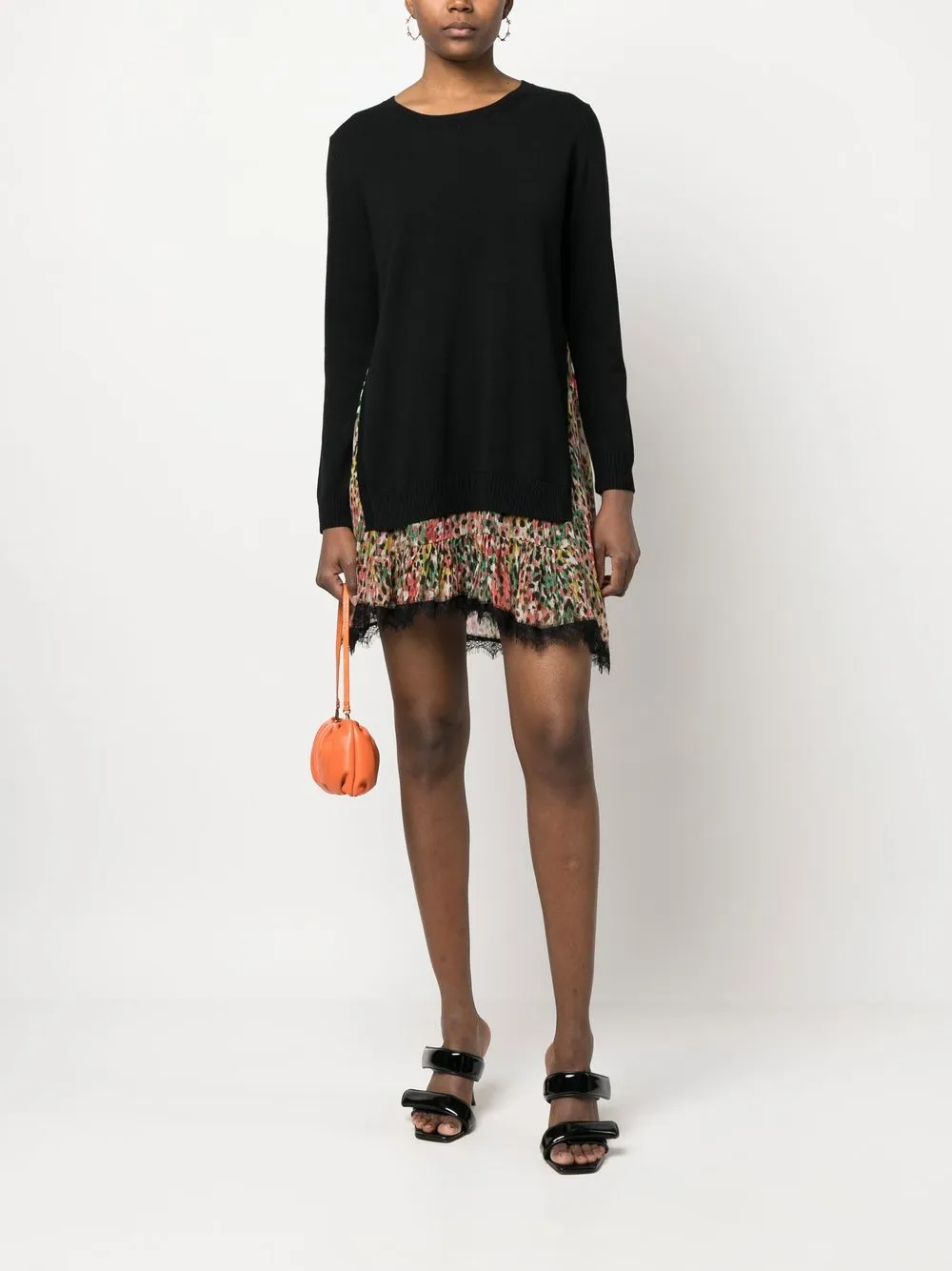 TWINSET Jurk met contrasterend vlak - Zwart