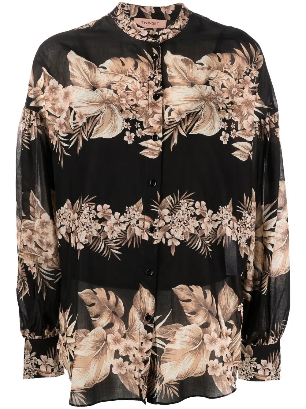 

TWINSET floral-print crew-neck shirt - Black