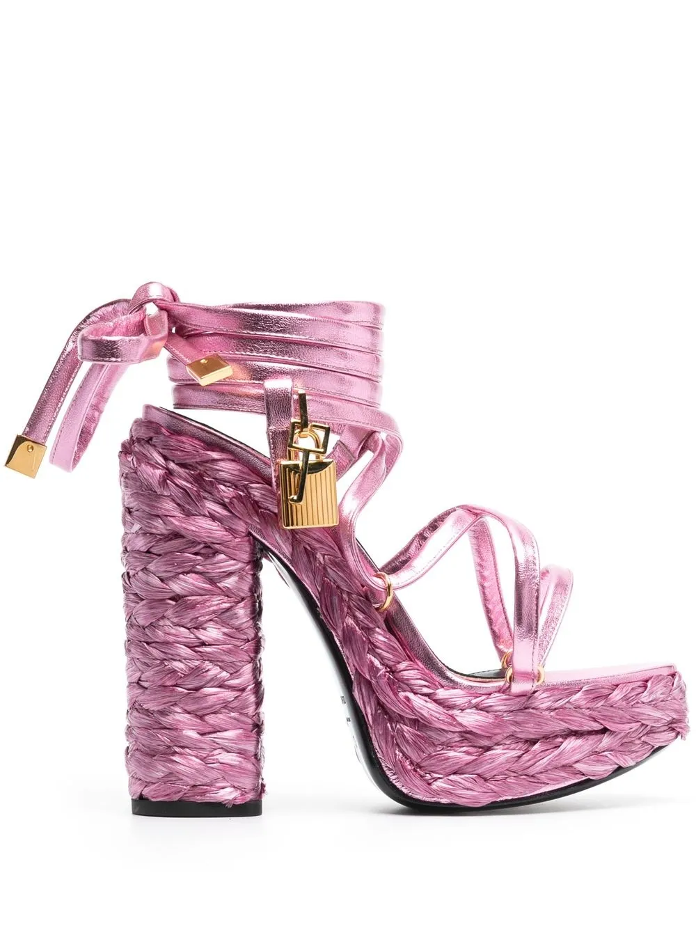 

TOM FORD metallic-effect 140mm leather platform sandals - Pink