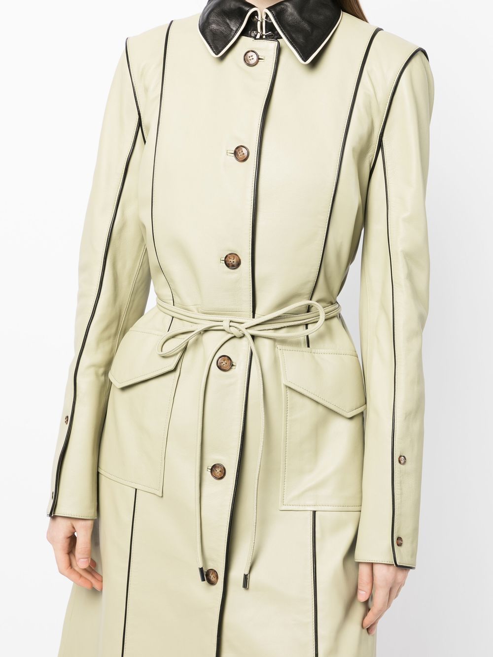 Shop Saks Potts Two-tone Trench Coat In Grün