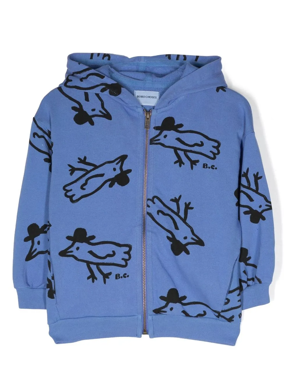 

Bobo Choses Mr Birdie-print organic cotton hoodie - Blue