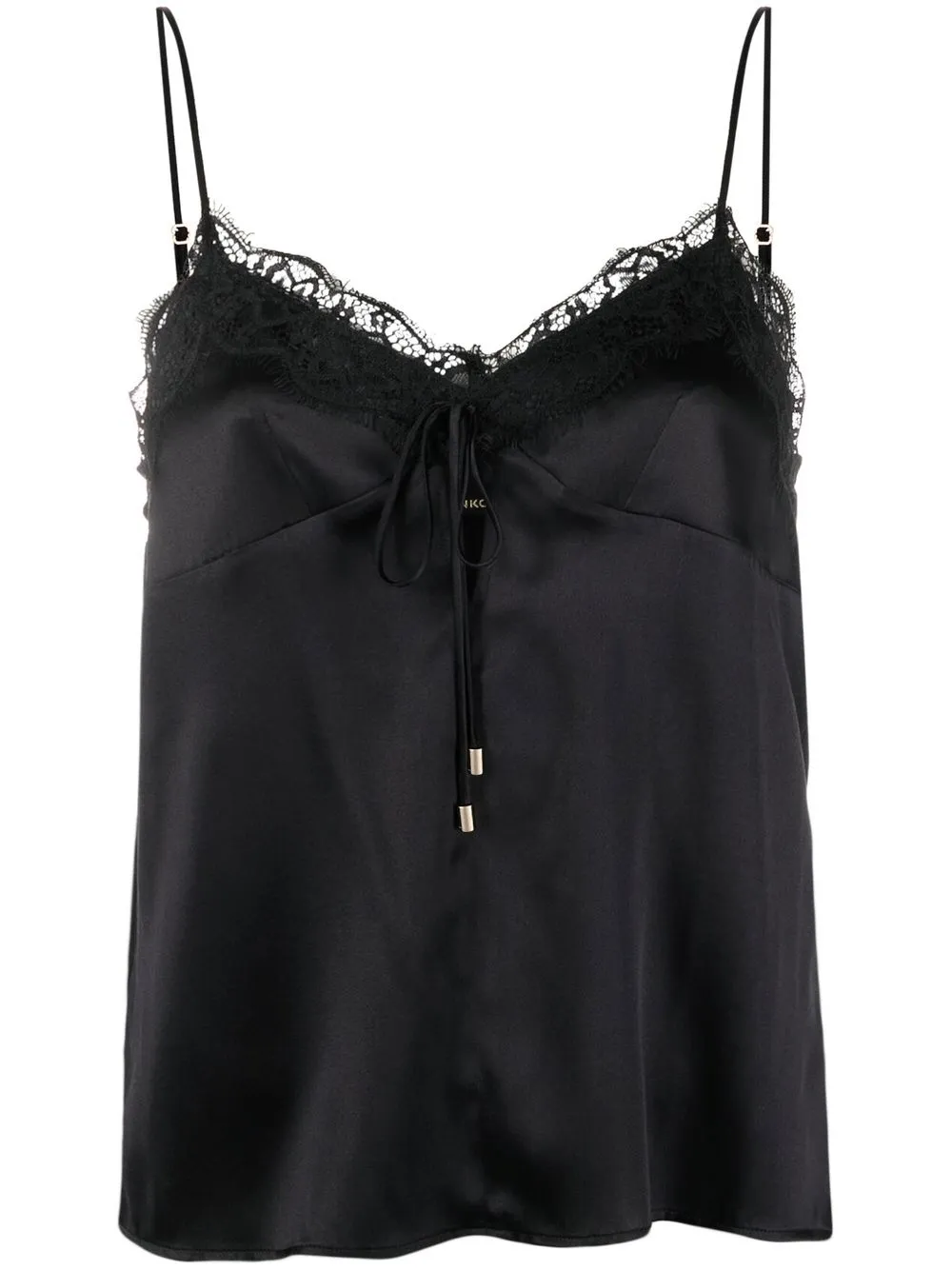 

PINKO lace-detail silk blend top - Black