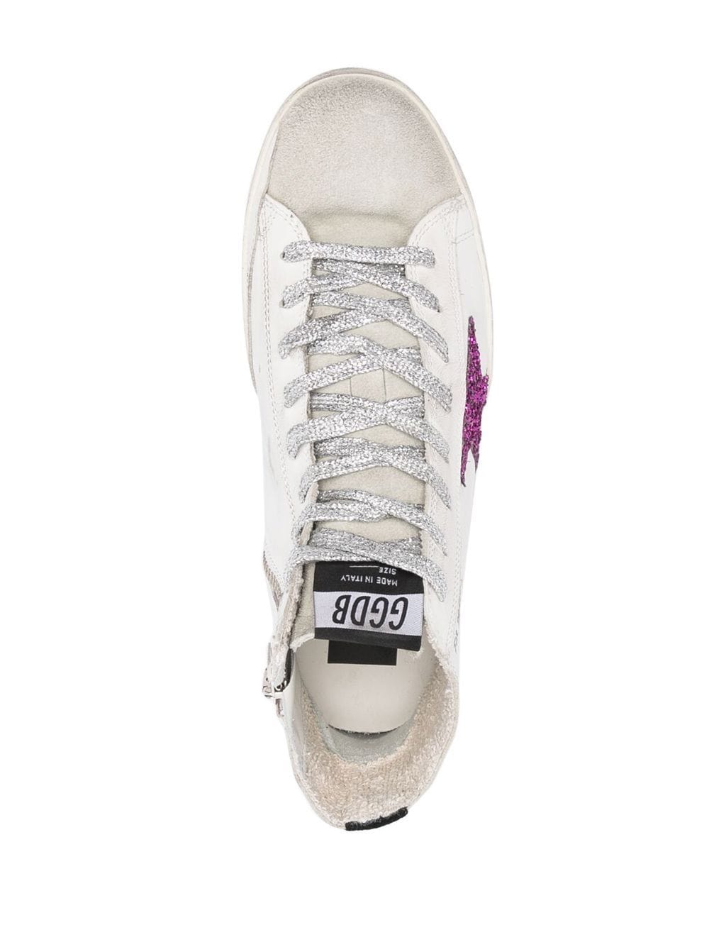 Shop Golden Goose Star Patch Leather High-top Sneakers In White