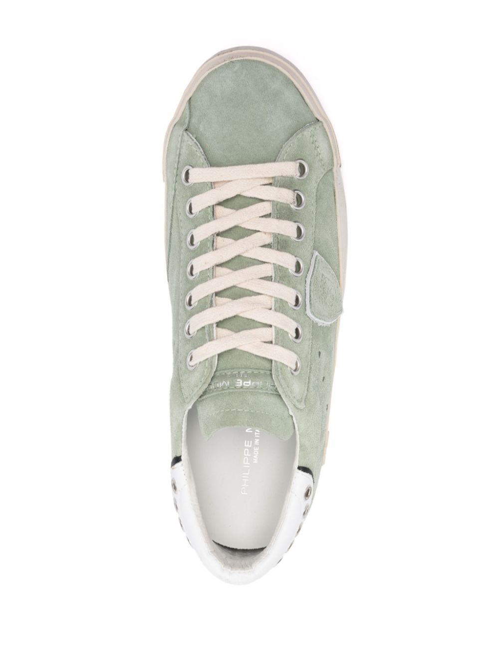 Shop Philippe Model Paris Distressed-effect Low-top Sneakers In Green