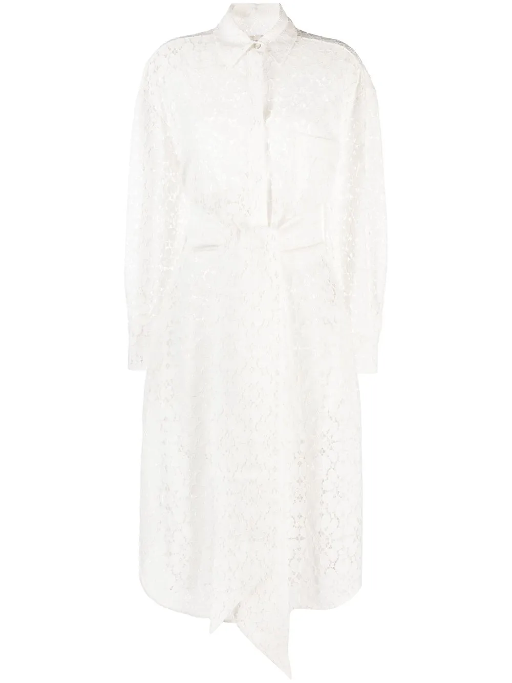 

Alexandre Vauthier belted lace long-sleeved dress - White