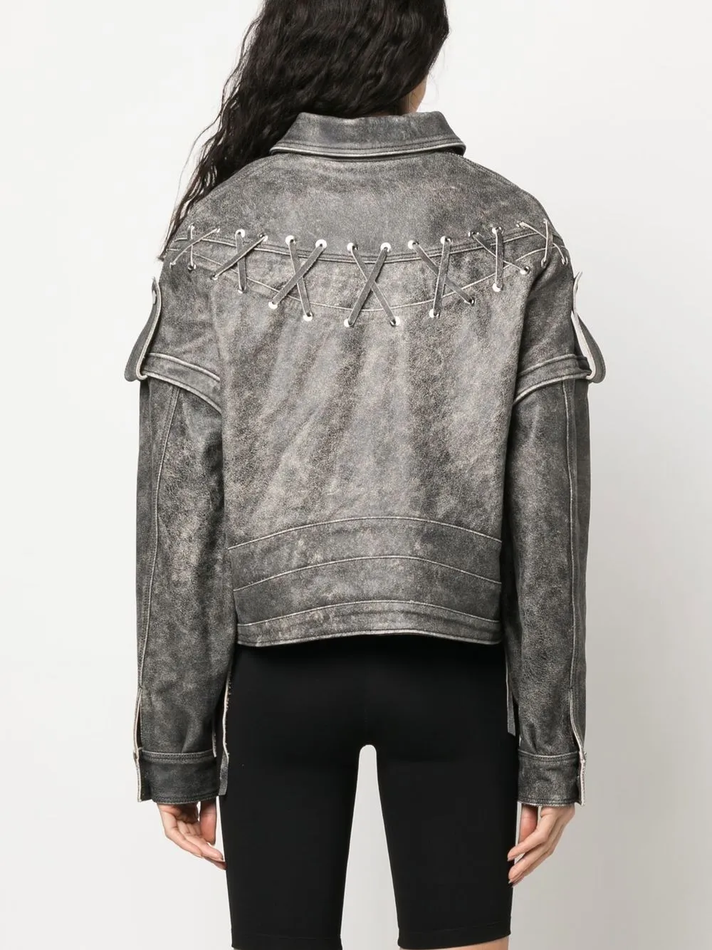 Manokhi Detachable-sleeves Biker Jacket In Grey