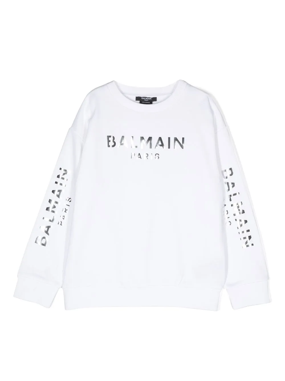 

Balmain Kids sudadera con logo metalizado - Blanco