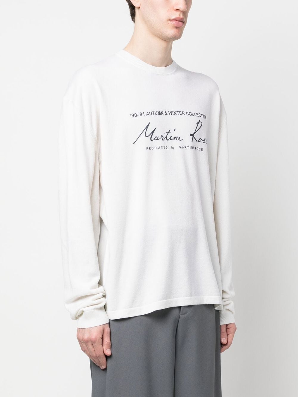 Shop Martine Rose Logo-print Crewneck Sweatshirt In Weiss