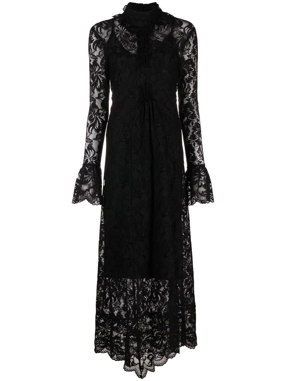 

Paco Rabanne asymmetric lace maxi dress - Black