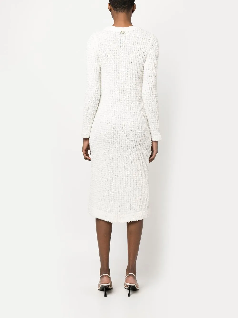 Twinset Bouclé V-neck Cardi-dress In Weiss