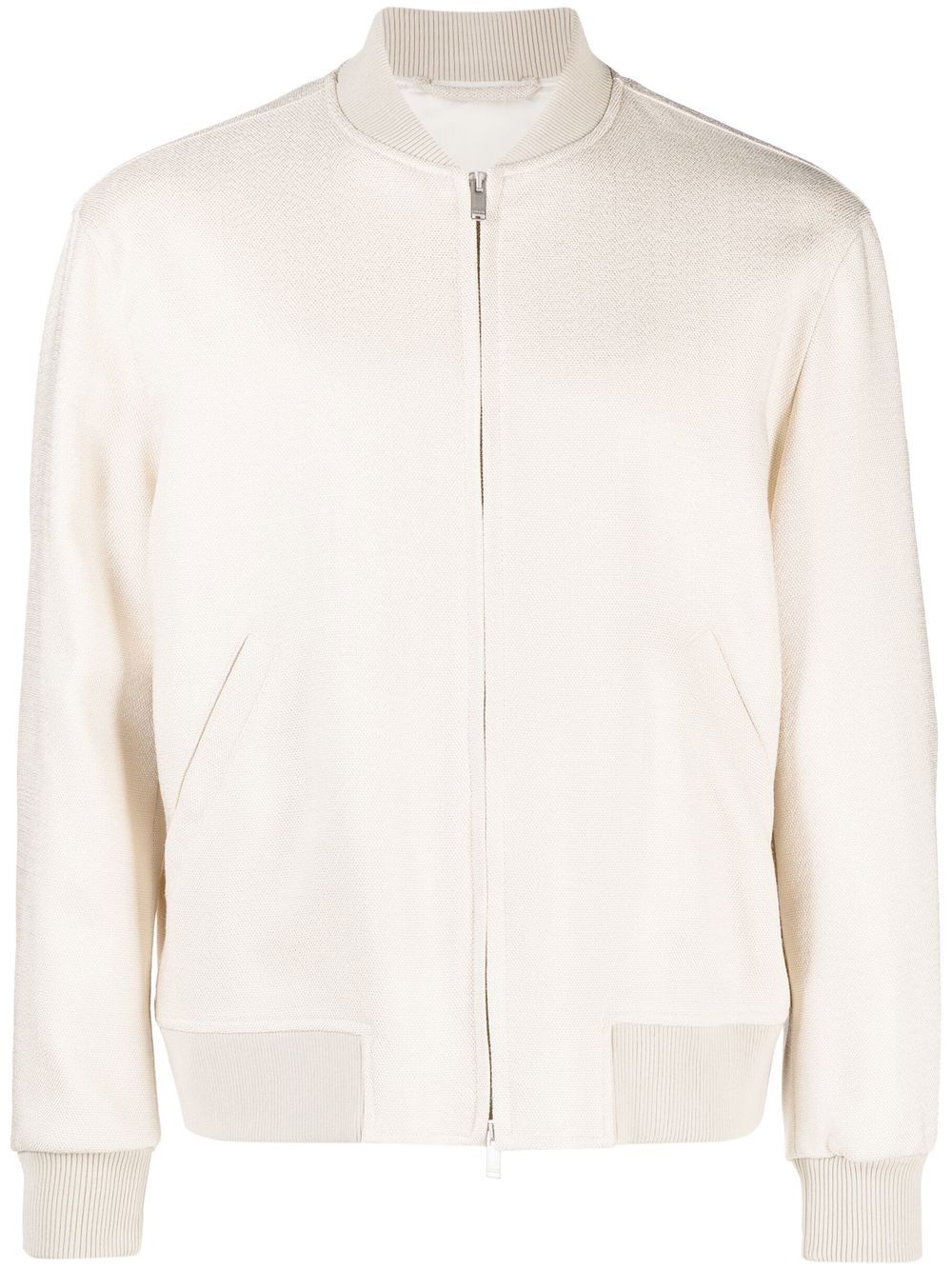 ribbed band-collar jacket