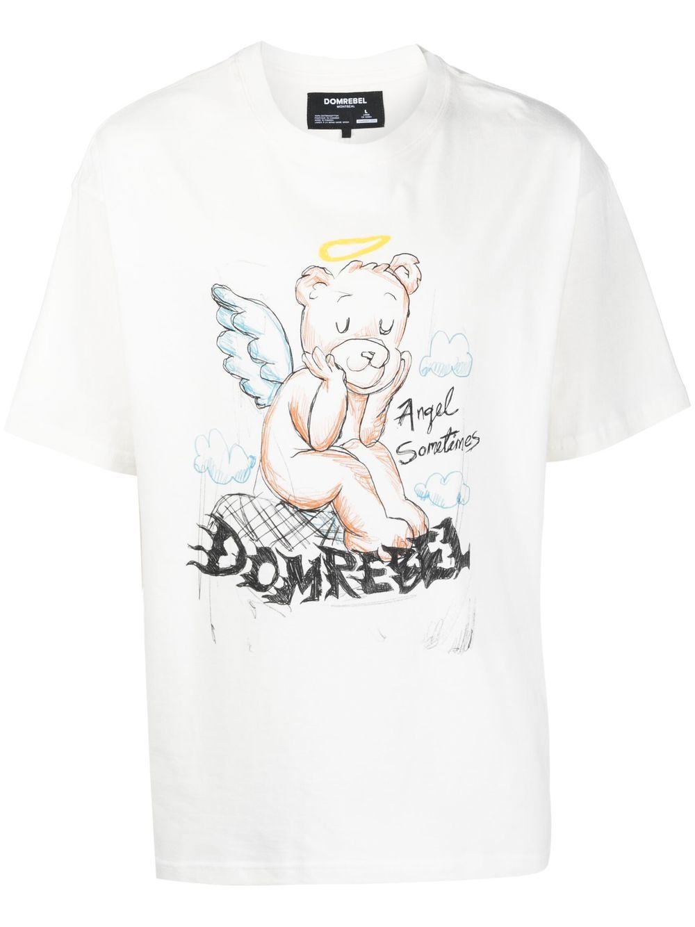 Domrebel Graphic-print Cotton T-shirt In Ivory