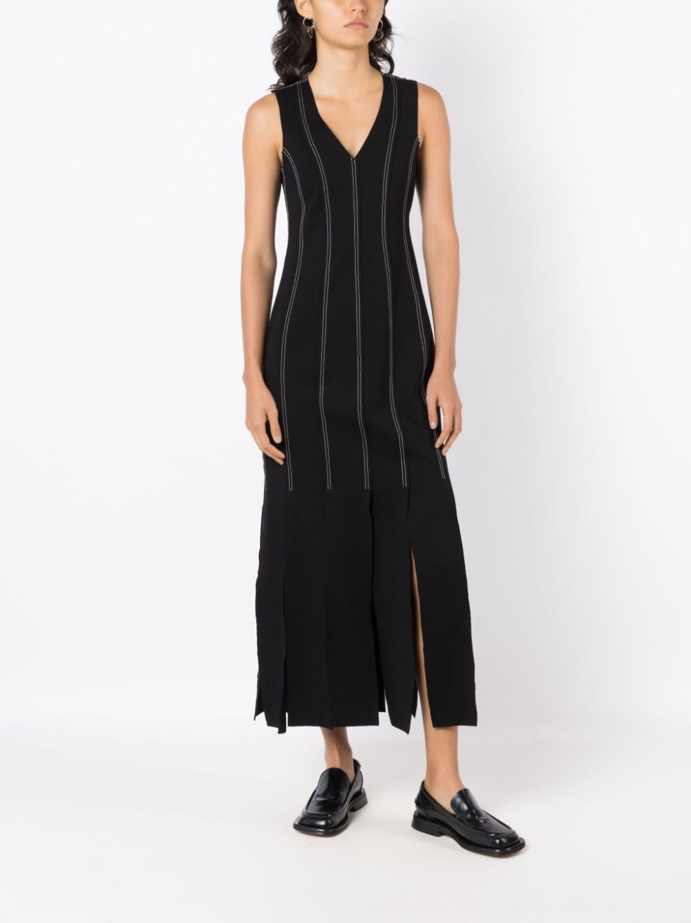 Shop Uma Raquel Davidowicz Contrasting-stitch Detail Midi Dress In Black