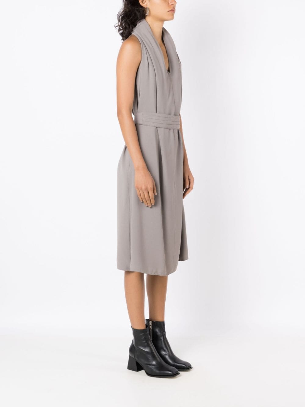 Shop Uma Raquel Davidowicz Torpedo Halterneck Belted-waist Dress In Grey