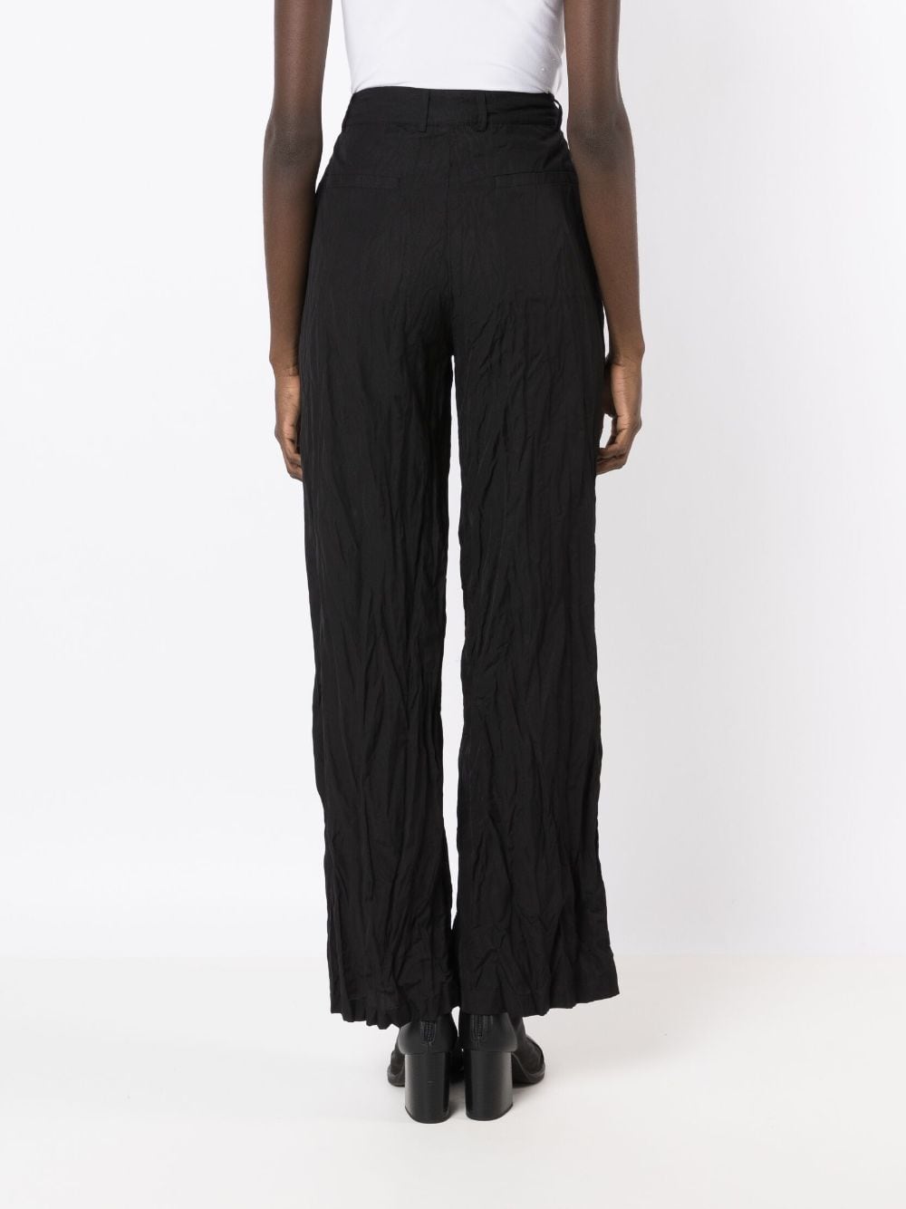 Shop Uma Raquel Davidowicz Crinkled-finish High-waisted Trousers In Black