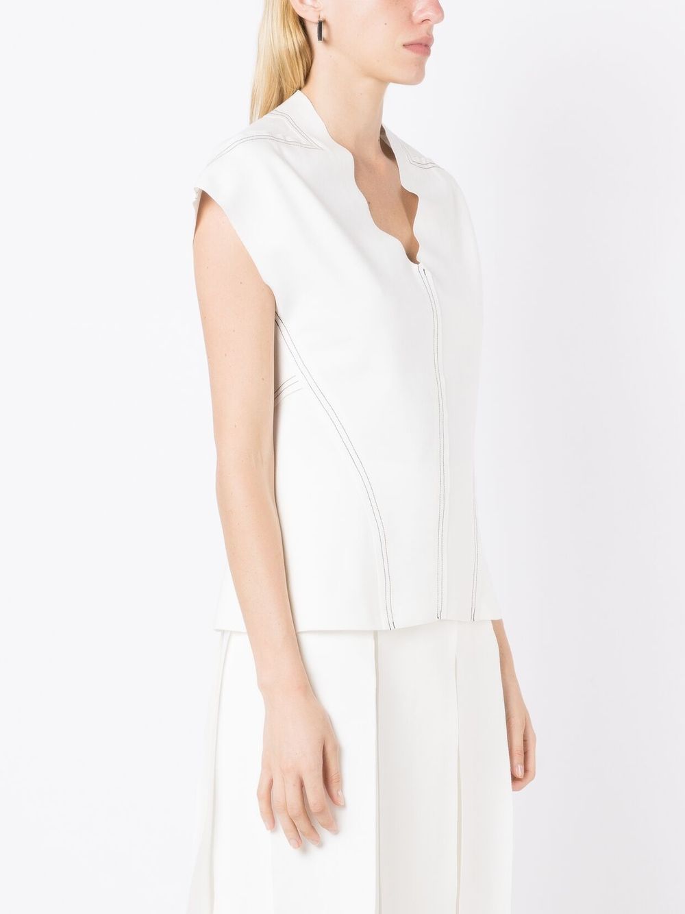 Shop Uma Raquel Davidowicz Contrast-stitching V-neck Top In White