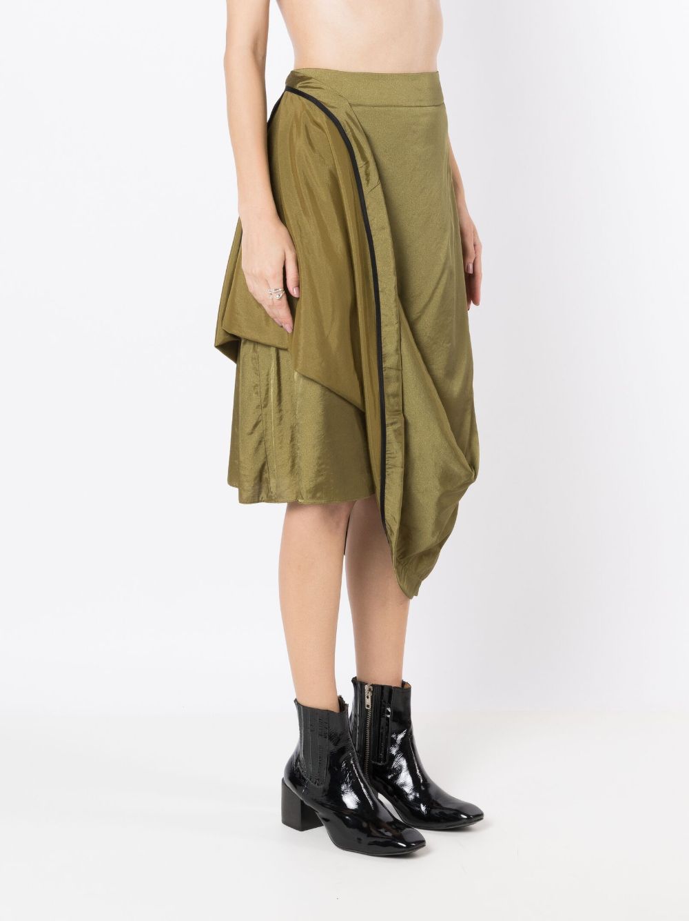 Shop Uma Raquel Davidowicz High-waisted Draped Midi Skirt In Green