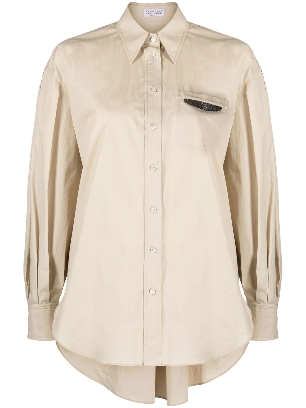 Shop Brunello Cucinelli Long-sleeve Cotton Shirt In Neutrals