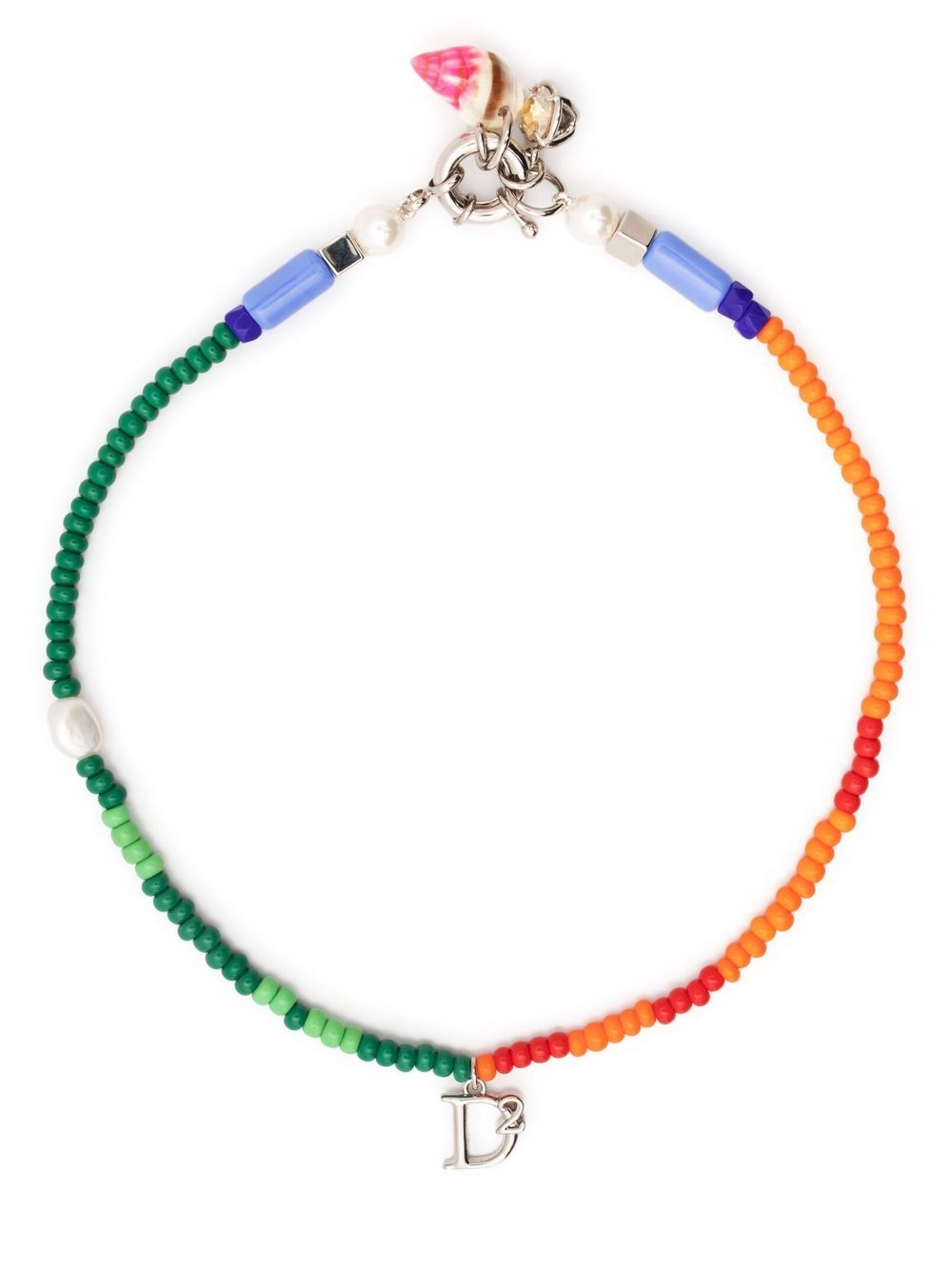 DSQUARED2 LOGO-CHARM BEADED NECKLACE
