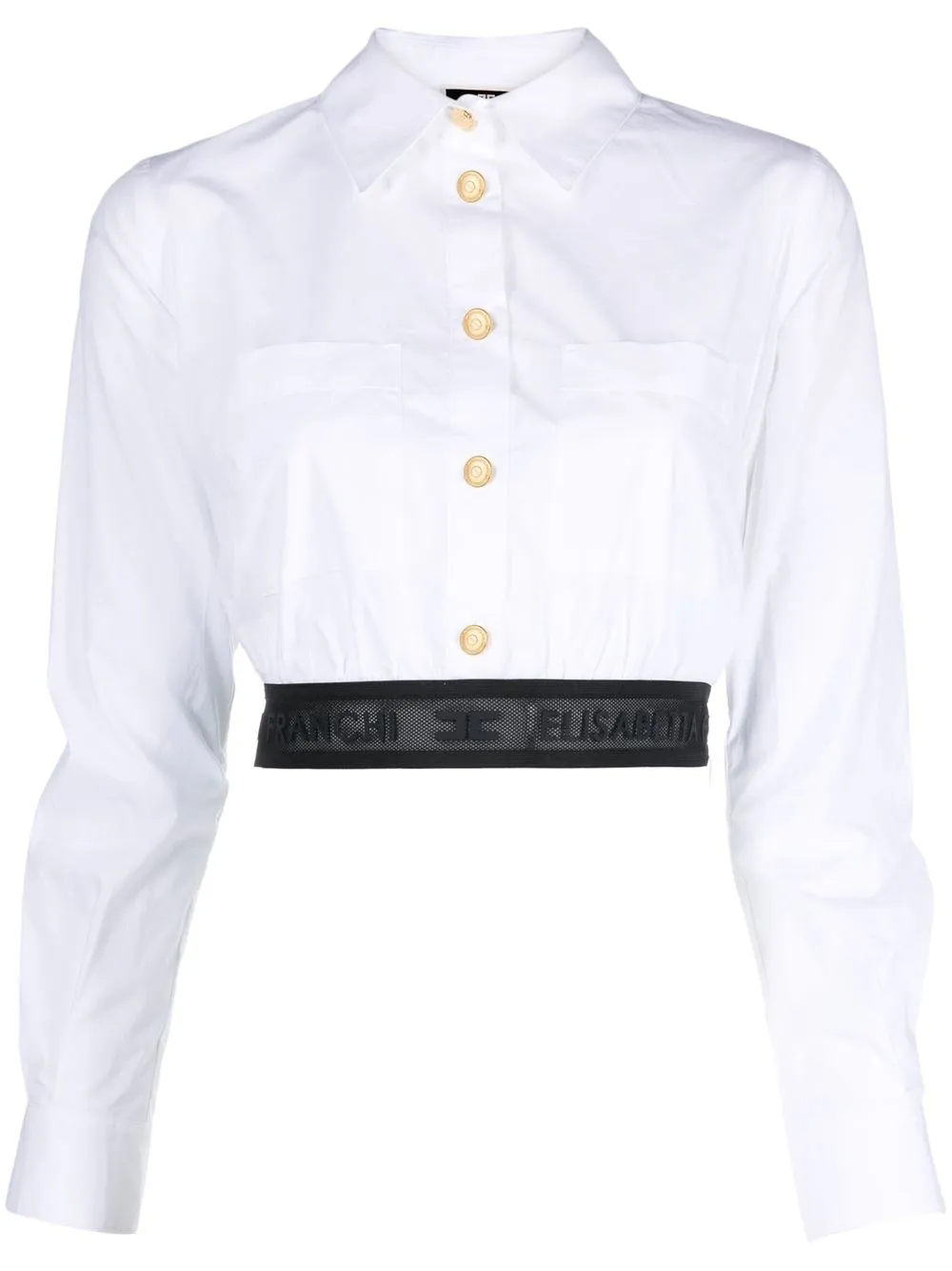 

Elisabetta Franchi cropped mesh band shirt - White