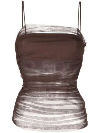 Christopher Esber Sheer Ruched Silk Cami Top - Farfetch Christopher Esber Sheer Ruched Silk Cami Top - Farfetch
