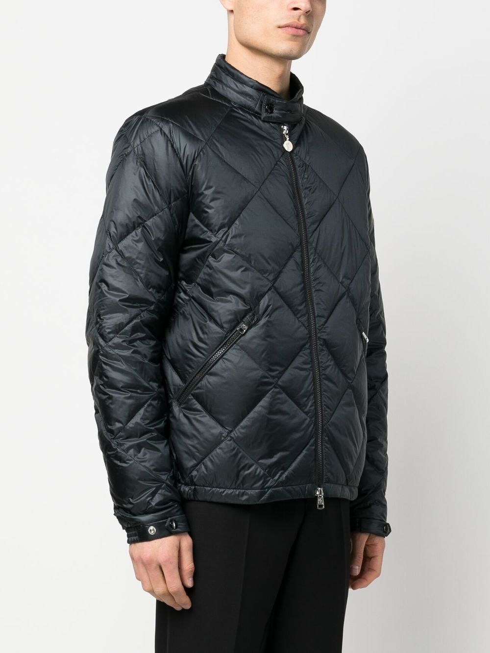 Shop Moncler Logo Patch Quilted Jacket In Black