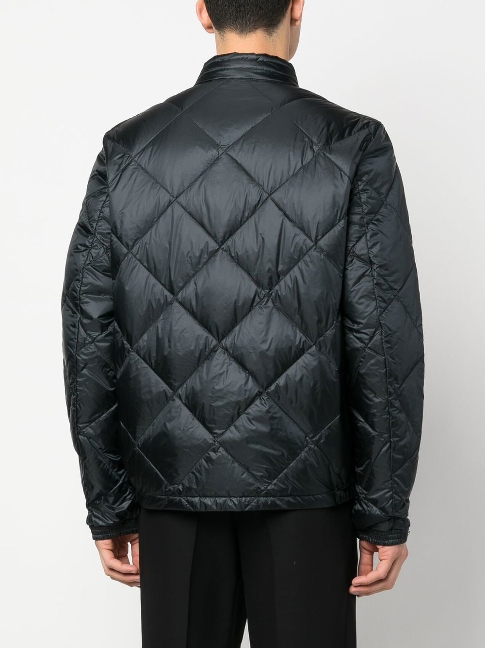 Shop Moncler Logo Patch Quilted Jacket In Black