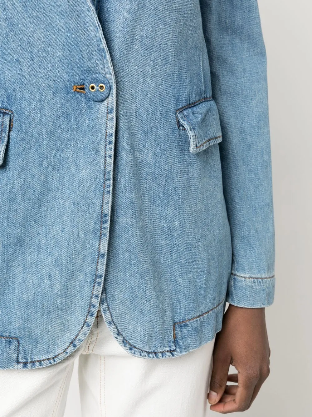 Twinset Single-breasted Denim Blazer In Blau