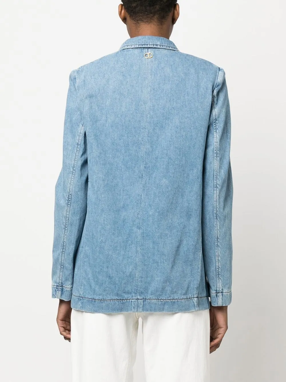 Twinset Single-breasted Denim Blazer In Blau