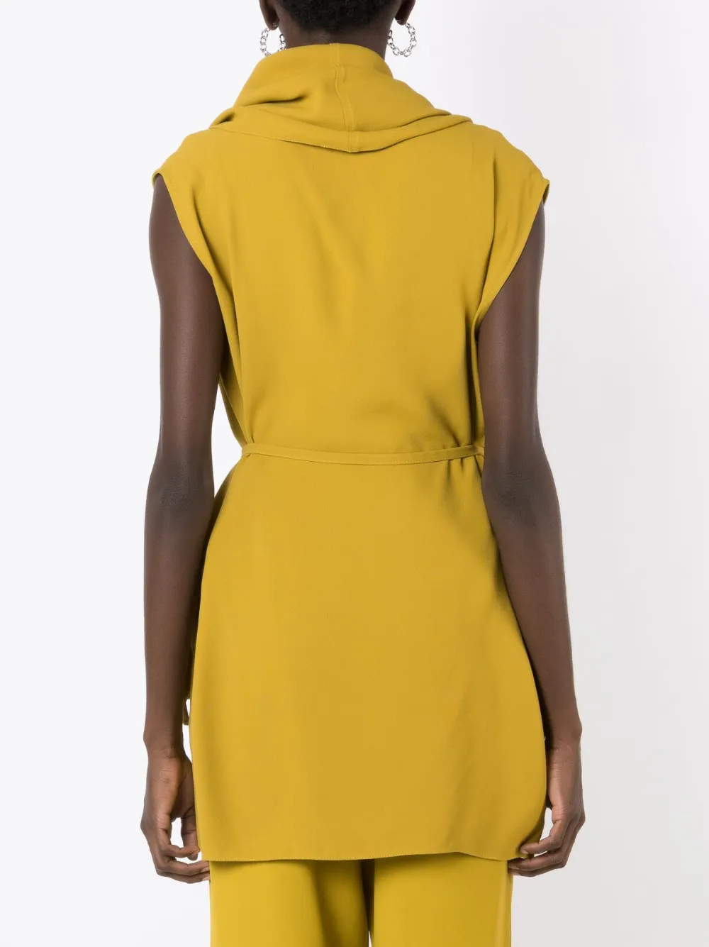 Shop Uma Raquel Davidowicz Cowl-neck Tied-waist Blouse In Yellow