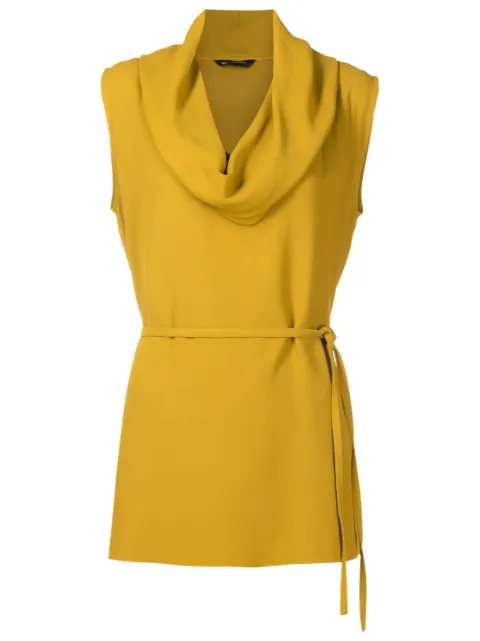 Uma | Raquel Davidowicz cowl-neck tied-waist blouse