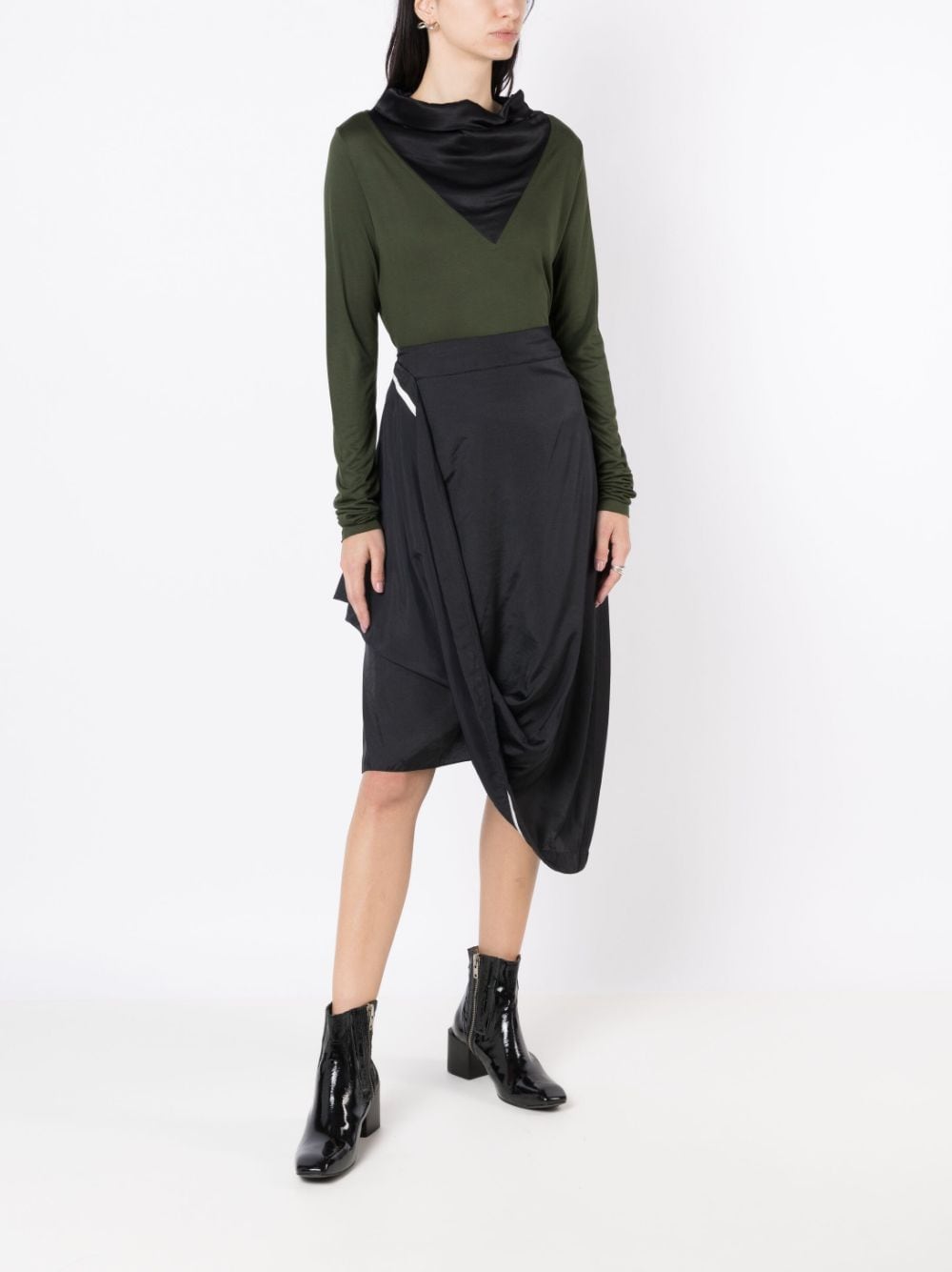 Shop Uma Raquel Davidowicz Cowl-neck Long-sleeve T-shirt In Green