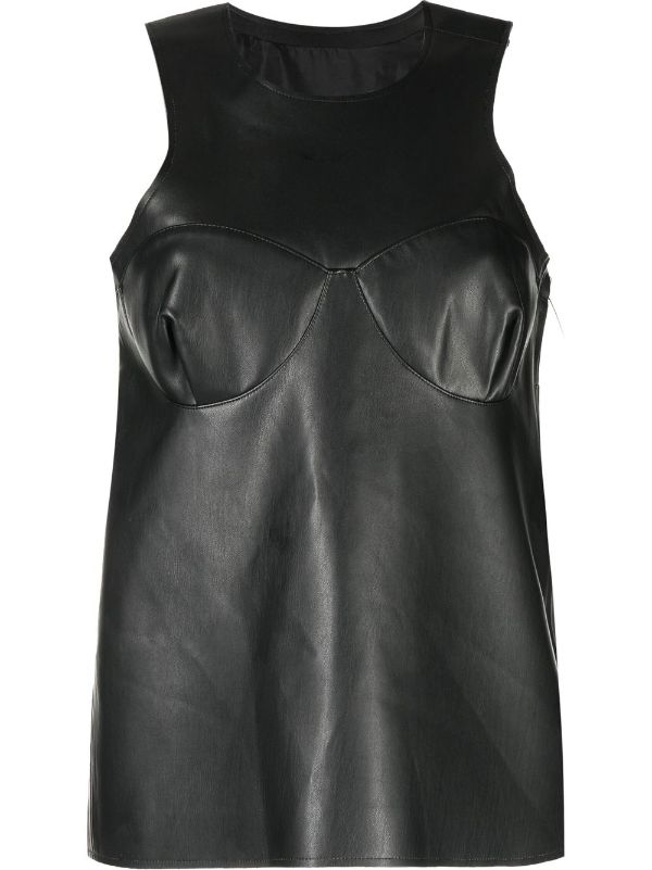 sleeveless faux leather top