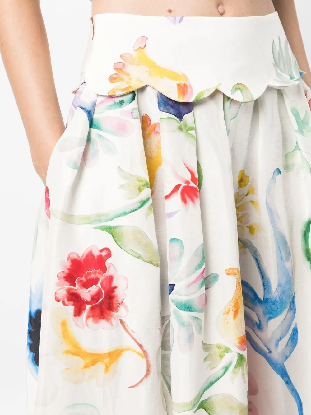 floral-print midi skirt