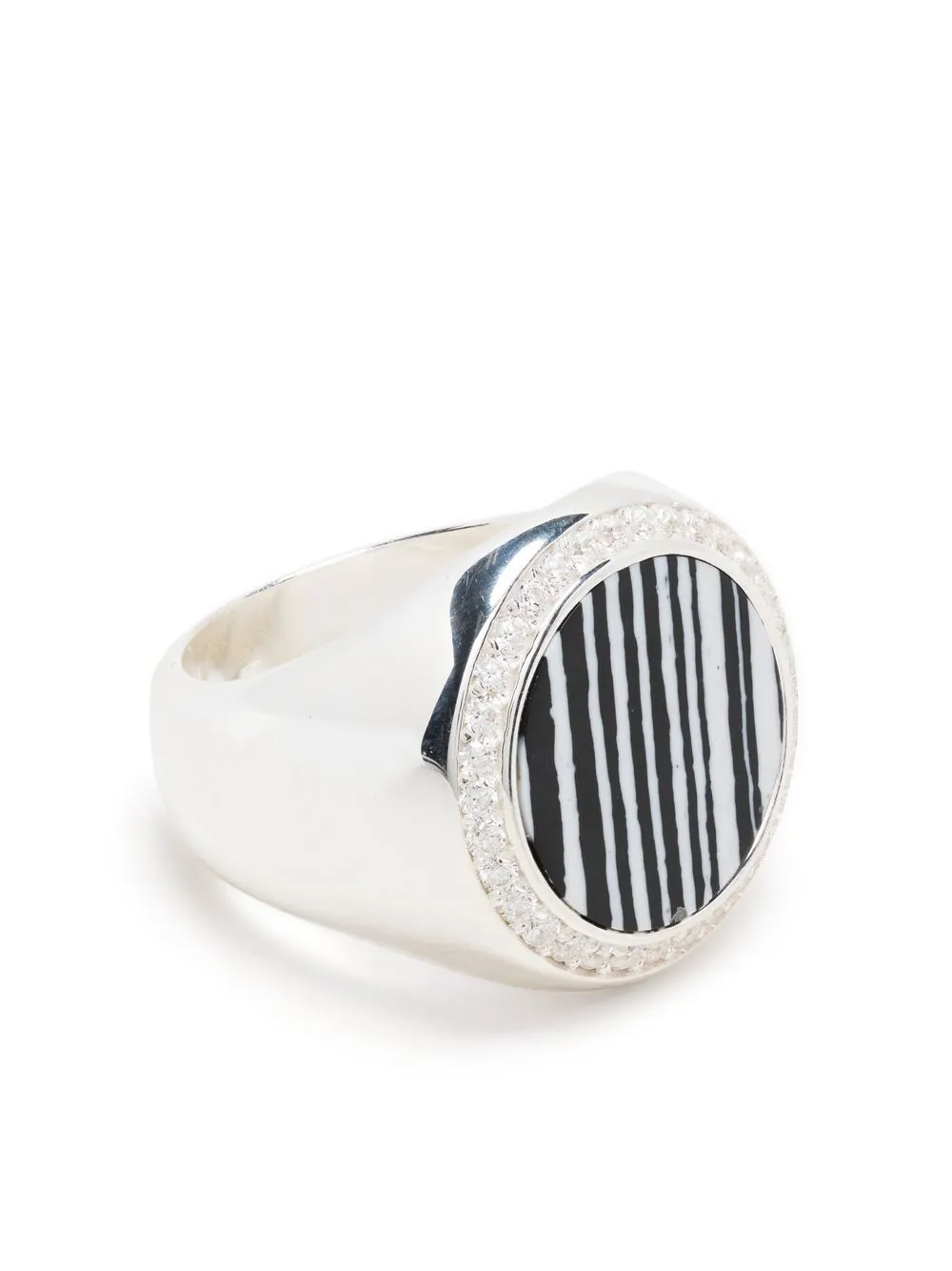 

AGR anillo de sello con rayas verticales - Plateado