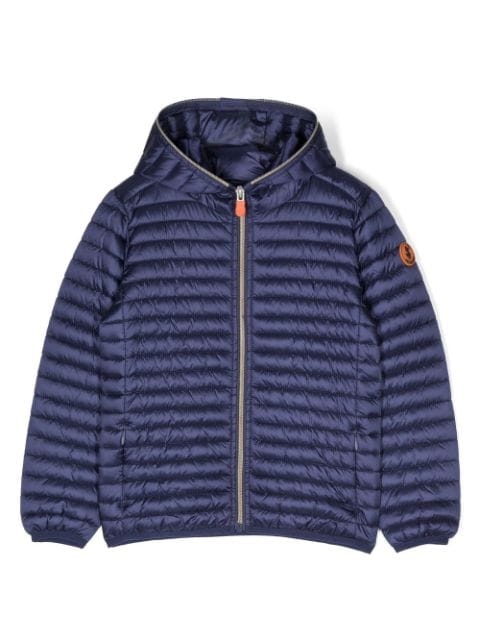 Save The Duck Kids - logo-patch hooded padded jacket