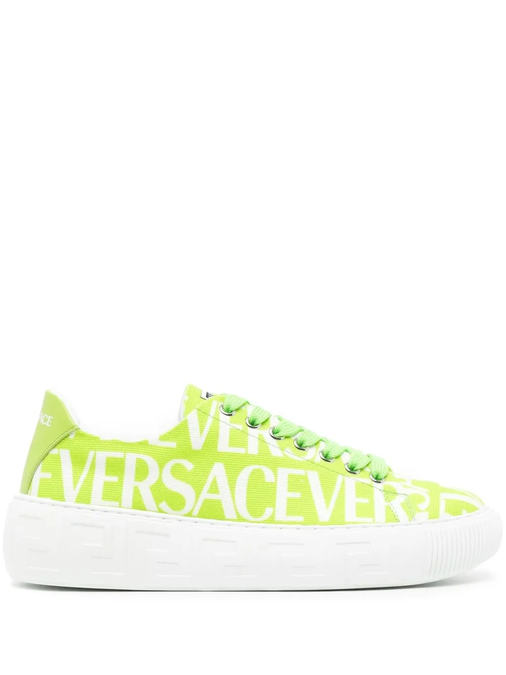 

Versace tenis con agujetas y logo estampado - Verde