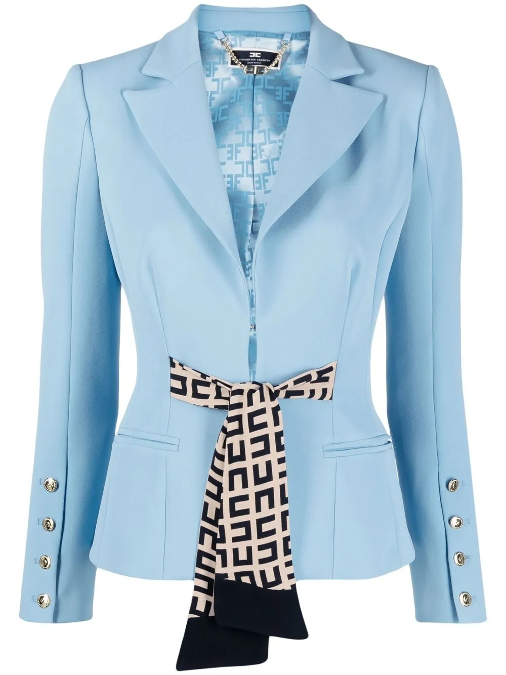 

Elisabetta Franchi blazer con detalle de mascada - Azul