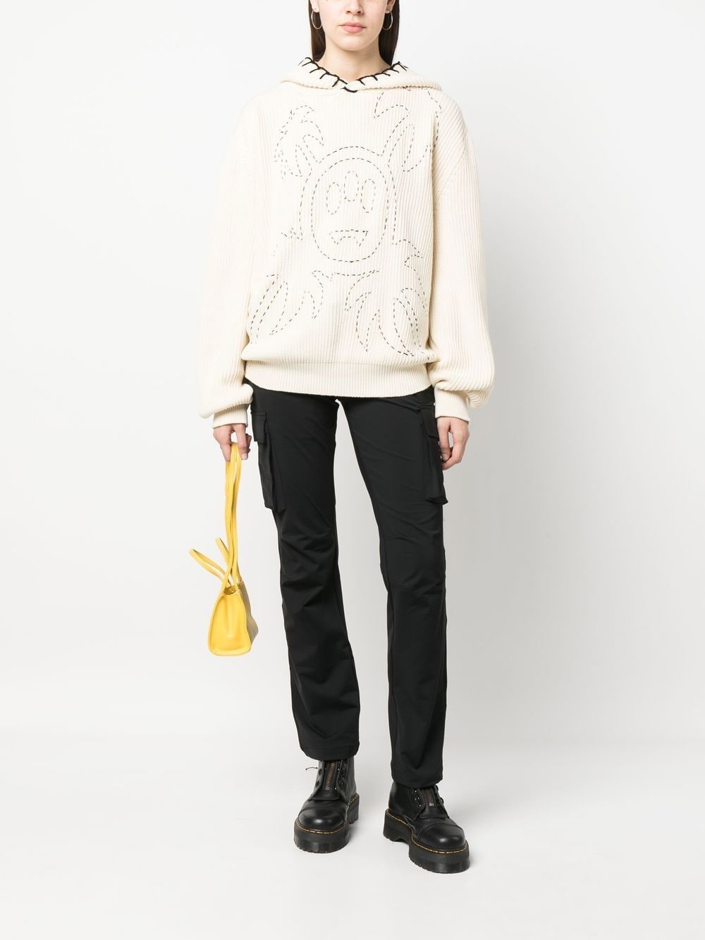 Shop Barrow Decorative-stitching Hoodie In Neutrals