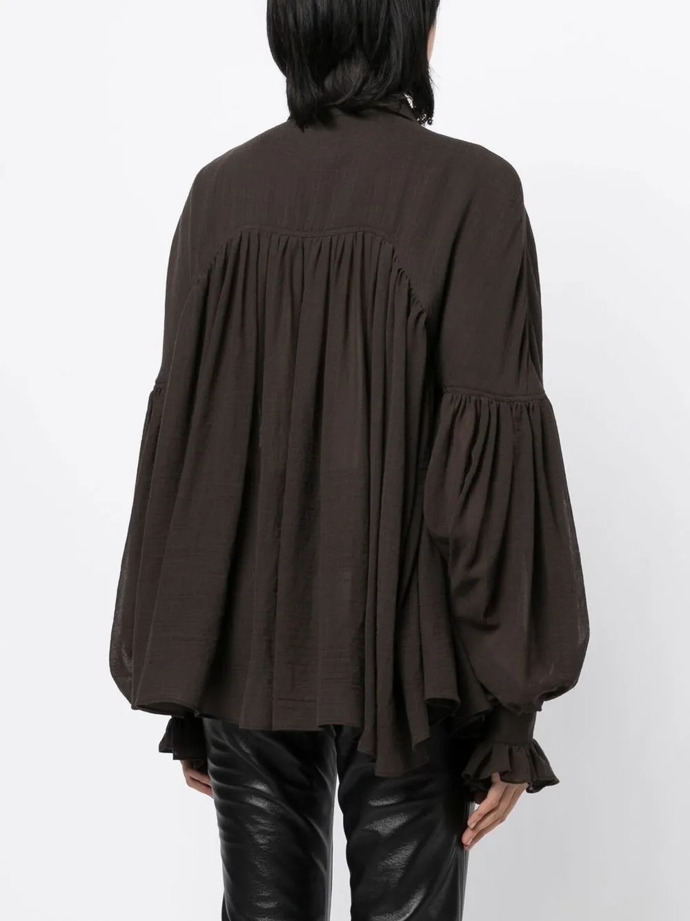 Khaite Pleated-effect Blouse In Braun