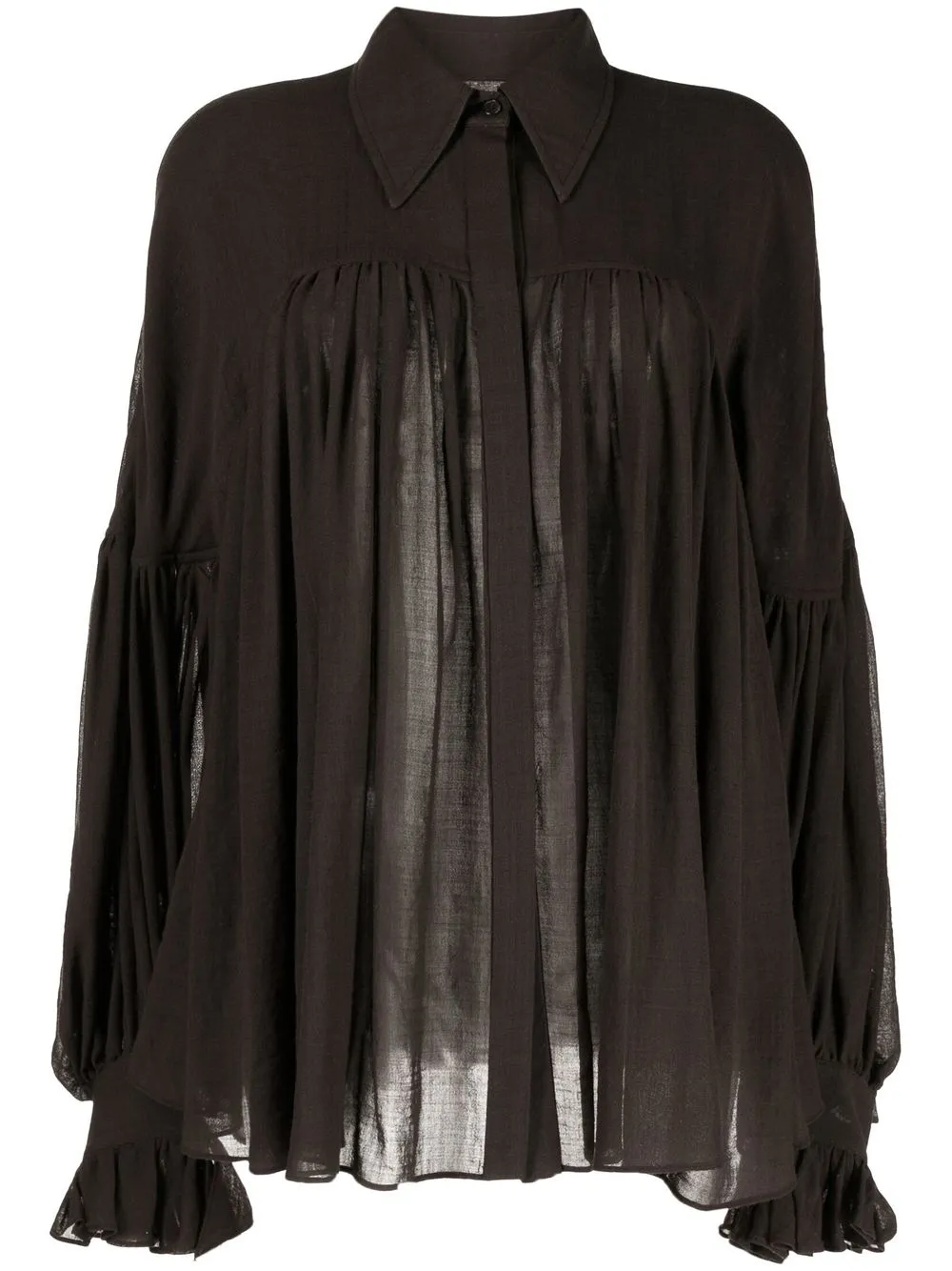 Khaite Pleated-effect Blouse In Braun