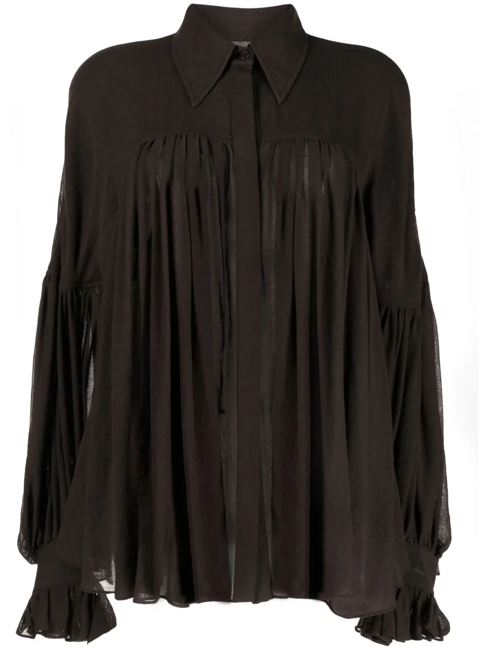 KHAITE pleated-effect blouse | Brown | Image 1