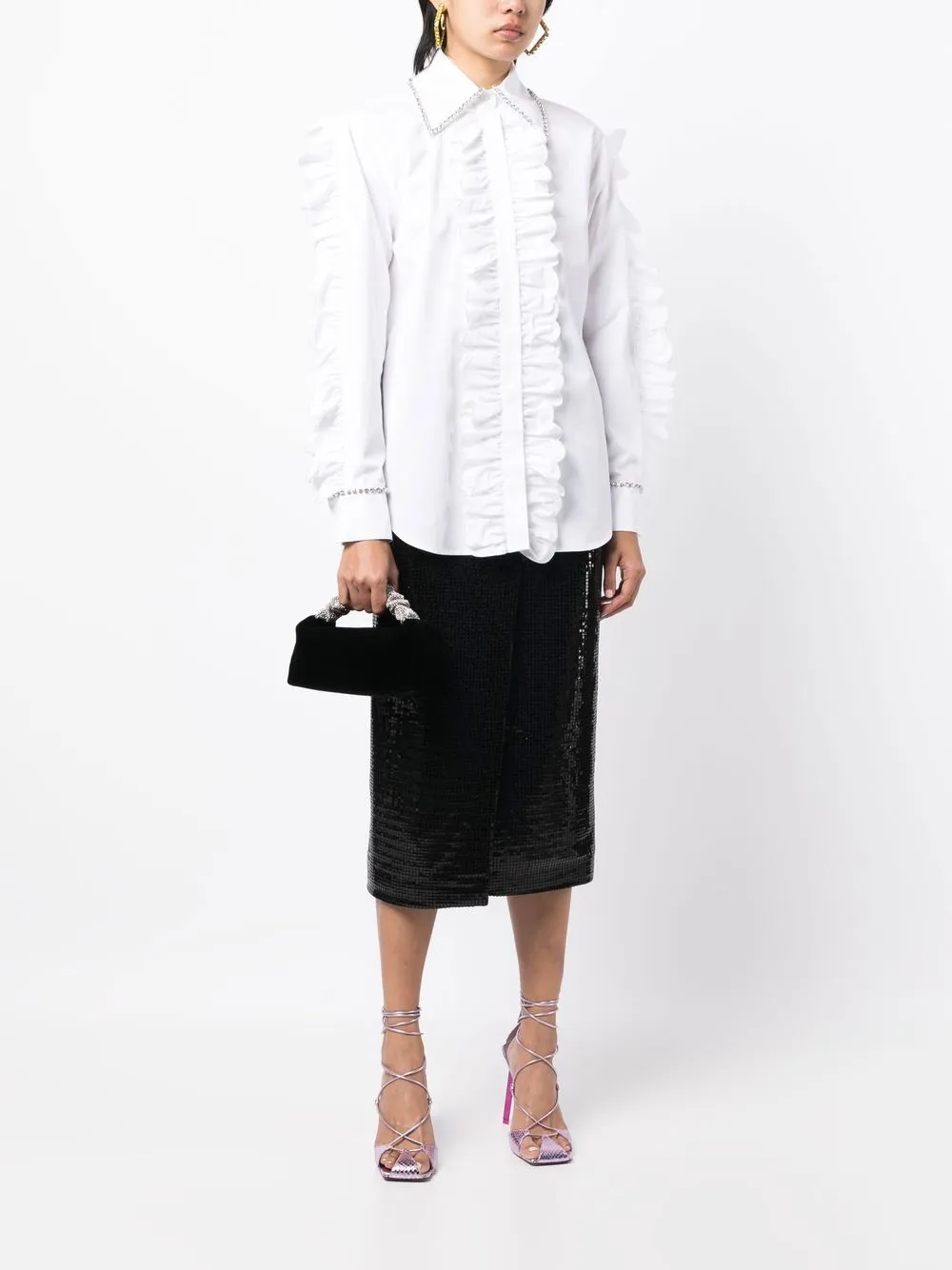 AREA Blouse met ruches - Wit