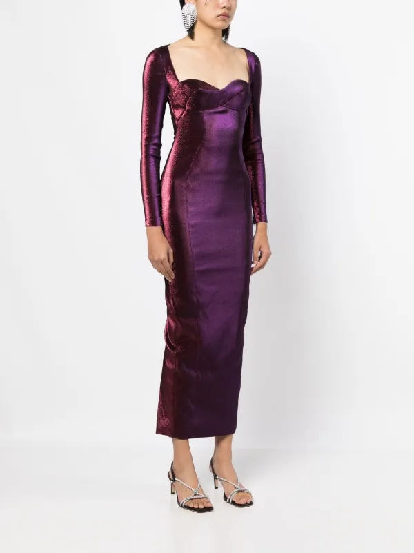 fitted lace wedding dress CD340 Satin Pleated Gown with Embellishment 6 / Nova Purple