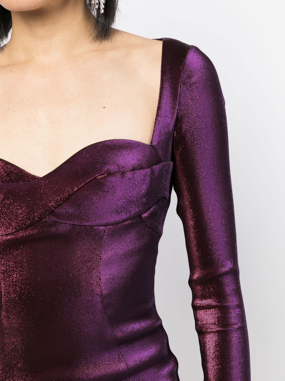 Shop Area Satin Long-sleeved Maxi Dress In Purple