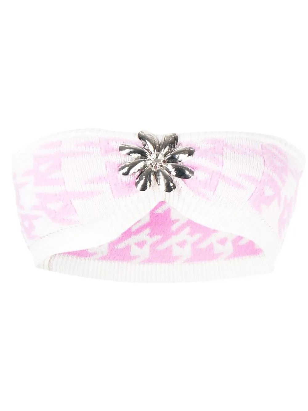 

AREA floral-appliqué houndstooth-pattern bandeau - Pink